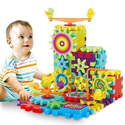 Braintastic Magical Blocks Toy Set with Motorized Spinning Gear, Education & Learning Game for Brain Development of Kids (81 pc Multicolor Set)