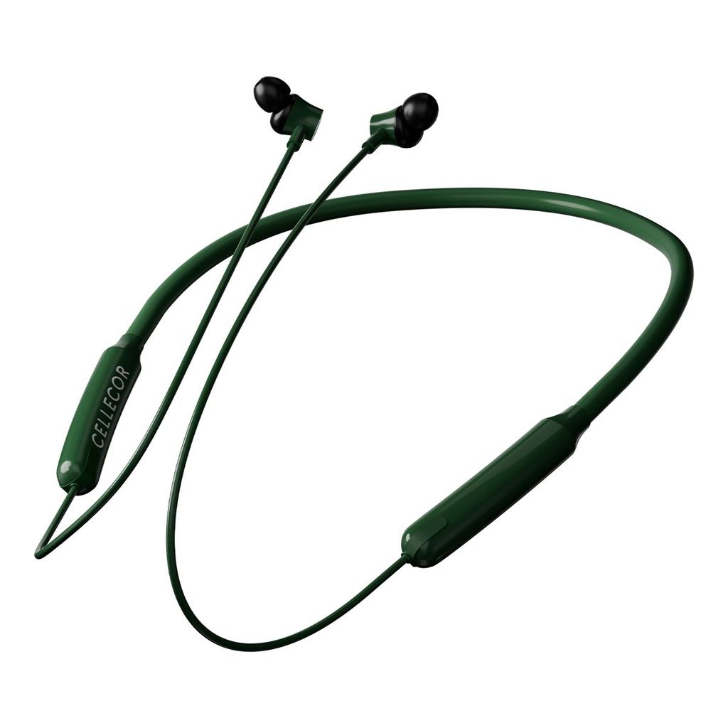 Cellecor NK-3 Wireless Waterproof Neckband with 25 Hrs playtime Headphone Bluetooth - Green