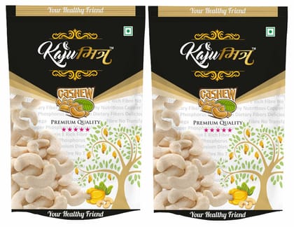 KajuMitra 5 Star Premium Cashew Nuts 400g (Pack of 2 x 200g) | W240 Grade Kaju | Whole Crunchy Fresh Dry Fruits