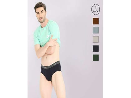 VIP Fresh Men's Cotton Briefs-Assorted Colours (Pack of 5) - 100