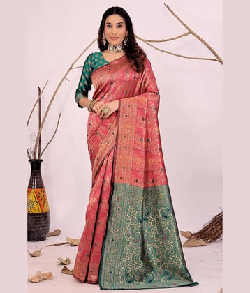 Saadhvi Art Silk Solid Saree With Unstitched Blouse Piece ( Peach )