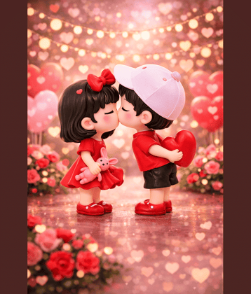 Exopick Cute Sitting Couple With attractive expressions Showpiece | Cartoon Boy & Girl Mini Figurine | Romantic Couple Home Decor Gift