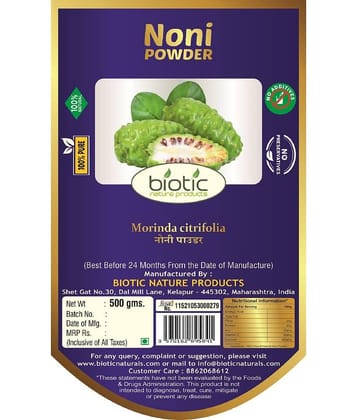 Biotic Noni Powder (Morinda citrifolia) Noni Fruit Powder 500 gm