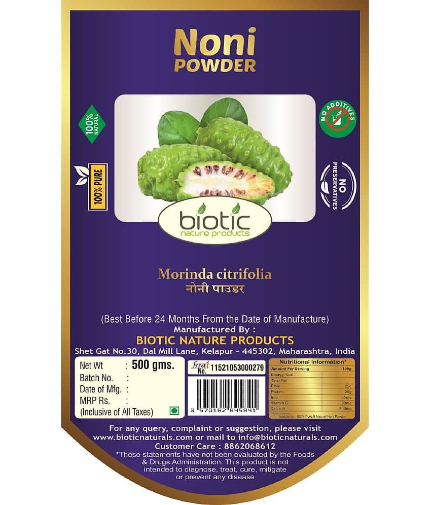 Biotic Noni Powder (Morinda citrifolia) Noni Fruit Powder 500 gm