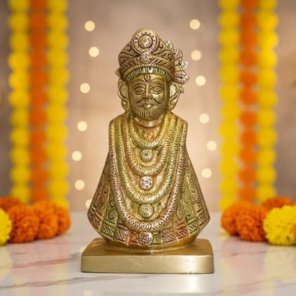 Brass Khatu Shyam Ji Idol – Religious Brass God Decorative Statue, Height : 6 Inch (BSMAS1305 D)