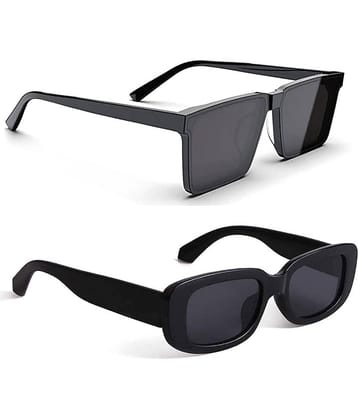 Elligator Black Rectangular Sunglasses ( Pack of 2 )
