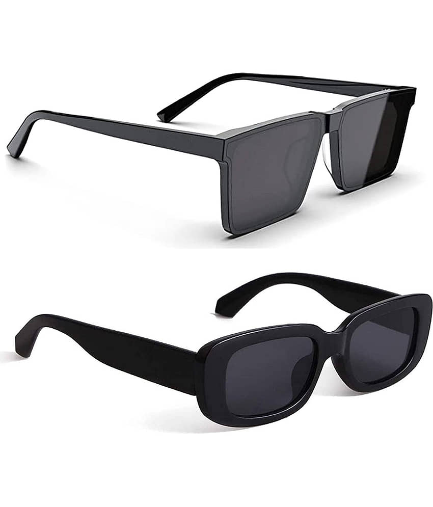 Elligator Black Rectangular Sunglasses ( Pack of 2 )