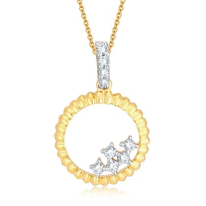 Senco Gold Spring Smile Diamond Pendant (1.2 gram / 0.1 Ct / HI-SI / 18K Yellow Gold)