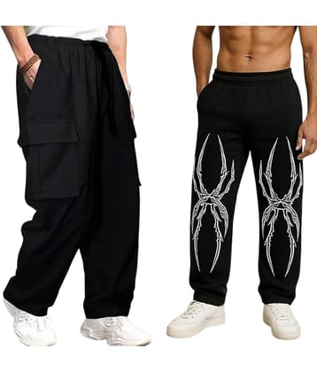 attitude start of fashion Black Lycra Men's Joggers ( Pack of 2 )