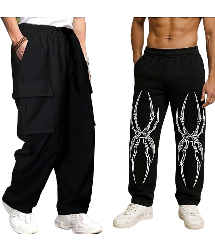 attitude start of fashion Black Lycra Men's Joggers ( Pack of 2 )