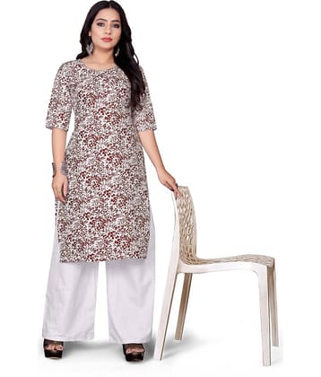THE PRIVATE LABLE Rayon Printed Straight Women's Kurti - Navy Blue ( Pack of 1 )