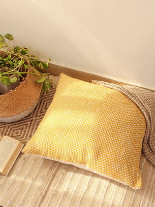 Vindhya - Set Of 2 Cushion Covers (Yellow) - Large-60X60cm / Yellow / 100% Cotton