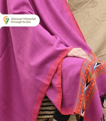 Himachali Pure Kullu Handloom Stole – Magenta, Handcrafted Winter Elegance