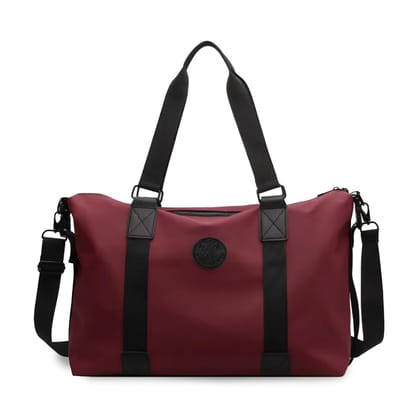 Storite Nylon 35 cm Women's Travel Duffle Bag with Wet Pocket, Trendy Weekender Shoulder Bag - Red Wine