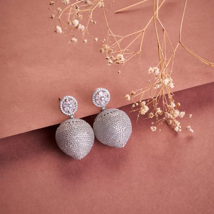 The Big Apple Earrings-White / Rhodium / Free Size
