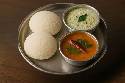 Idli [2 Pieces] With Sambhar And Chutney