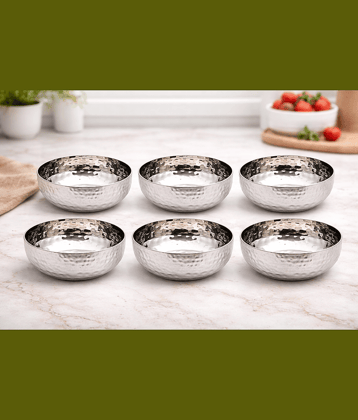 ATROCK 6 Pcs Stainless Steel Silver Half Plate
