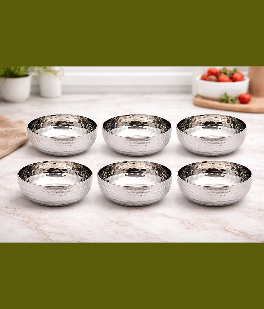 ATROCK 6 Pcs Stainless Steel Silver Half Plate