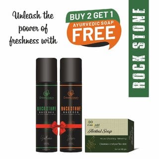 (Buy 2 Get 1 Free) Rock Stone Long Lasting Deodorant Bodyspray For Men 75 ml With Ayurvedic Herbal Soap