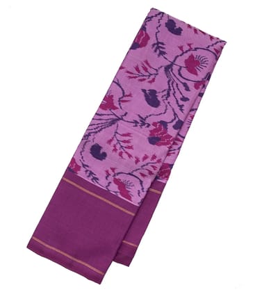 Lilac Handloom Kanchipuram Silk Saree With Floral Vine Motifs-Lilac