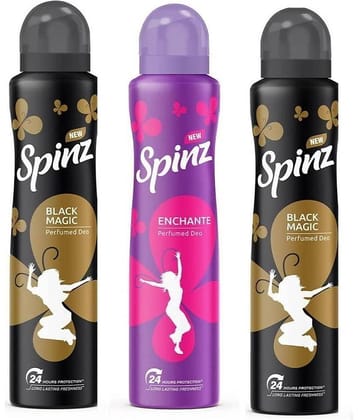 Spinz - 2 BLACK MAGIC1 ENCHANTE DEODORANT Body Spray for Unisex 450 ml ( Pack of 3 )