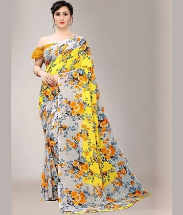 Suntex Georgette Printed Regular Saree With Unstitched Blouse Piece ( Multicolor )