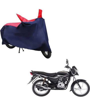 AutoRetail Dust Proof Two Wheeler Polyster Cover for Bajaj Platina 100 Es (Mirror Pocket, Red and Blue Color)
