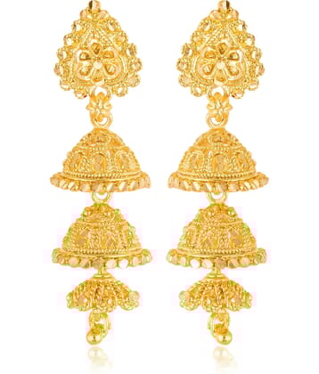 VIVASTRI Golden Jhumki Earrings ( Pack of 1 )