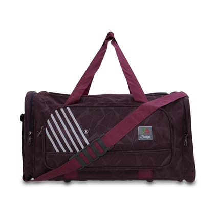 JB Geometric Heavy-Duty Multi-Purpose Duffle Bag | 71L Travel & Gym Bag | Water-Resistant Matty Finish | Dual Zipper | External Shoe Pocket | Adjustable Shoulder Strap (Wine, Black, T Blue)