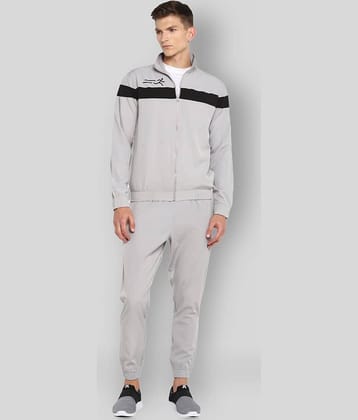 YUUKI - Light Grey Polyester Regular Fit Striped Men's Sports Tracksuit ( Pack of 1 )
