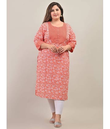 Swasti - Pink Cotton Women's Straight Kurti ( Pack of 1 )