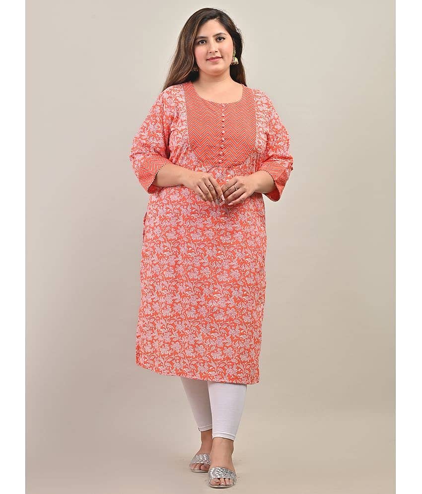 Swasti - Pink Cotton Women's Straight Kurti ( Pack of 1 )