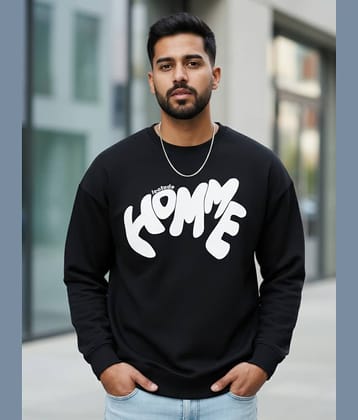 Leotude Men Cotton Blend Oversized Fit Printed T-Shirt ( Black )