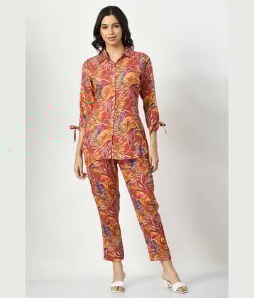 MAURYA Women Printed Shirt With Palazzos Co-Ord Set ( Red )