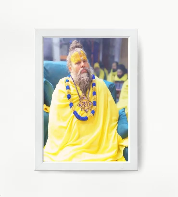 NOKKES Premanand Ji Maharaj White Religious Photo frame 5X7 Inch Photo Frame_WEW61