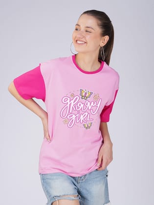 Groovy Girl Women Oversized T-Shirt-Bubble Pink / XS