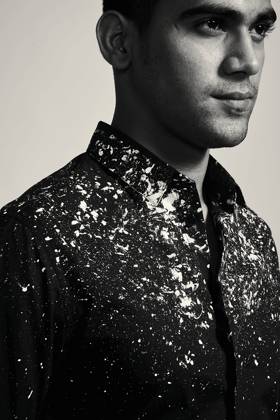 HAND PAINTED SHIRT-S / Black