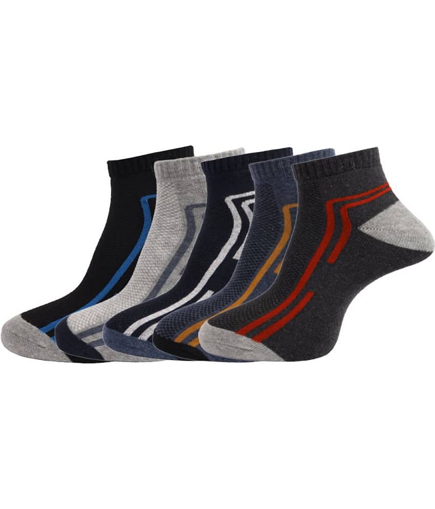 Dollar - Cotton Men's Self Design Multicolor Ankle Length Socks ( Pack of 5 )