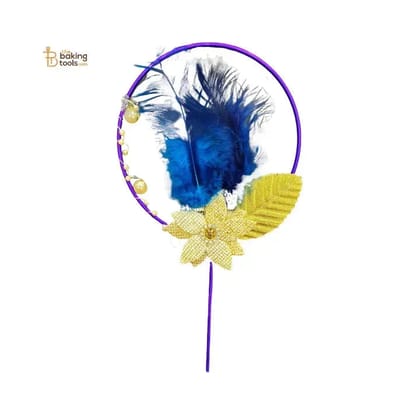 Handmade Circle Shape Floral Cake Topper – Purple
