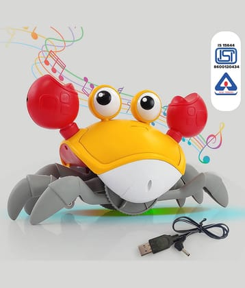 NHR Crawling Crab Baby Musical Kids Toy with LED Lights & Rechargeable Battery | Interactive Early Learning and Entertainment Toys for Kids Toddlers & Infants(Yellow)