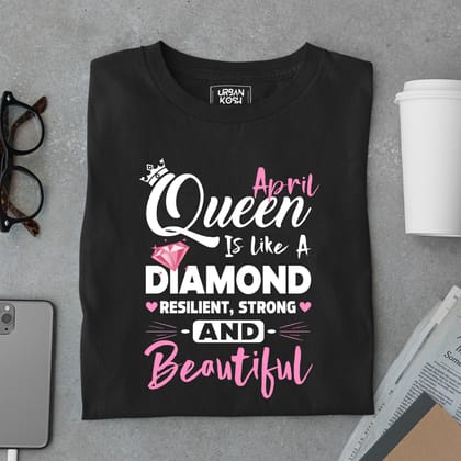 April Queen is Like a Diamond Premium Exclusive Birthday T-shirt-Black / S
