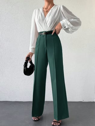 Bellbum Casual Trouser Bottle Green Lycra Pant-S