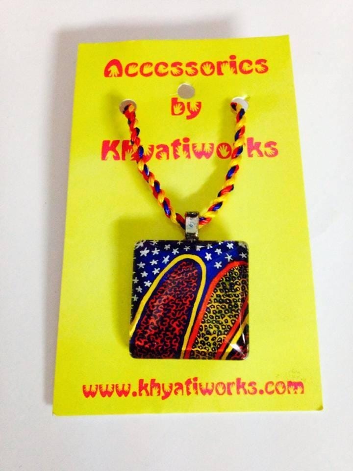 Starry Nites Domed Square with a lovely Color Burst reverse Glass Pendant