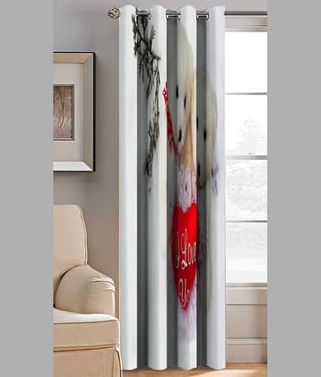 BELLA TRUE Abstract Printed Semi-Transparent Eyelet Curtain 7 ft ( Pack of 1 ) - Multicolor