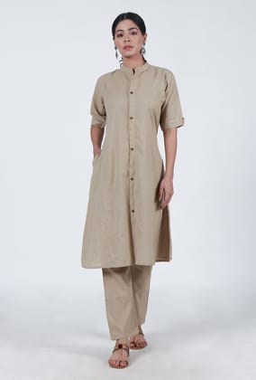 Beige Cotton Kurta-L