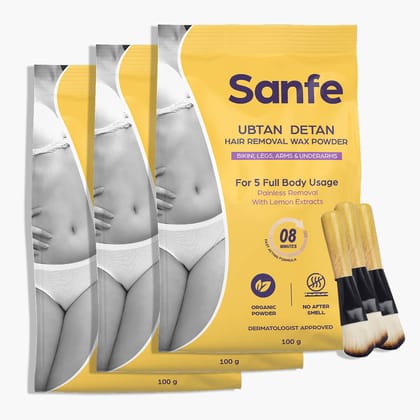 Sanfe Ubtan Detan Hair Removal Wax Powder (Pack of 3) Sanfe Ubtan Detan Hair Removal Wax Powder (Pack of 3) - 100g (Pack of 3)
