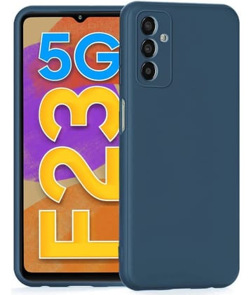 Case Vault Covers - Blue Silicon Plain Cases Compatible For Samsung Galaxy F23 5G ( Pack of 1 )