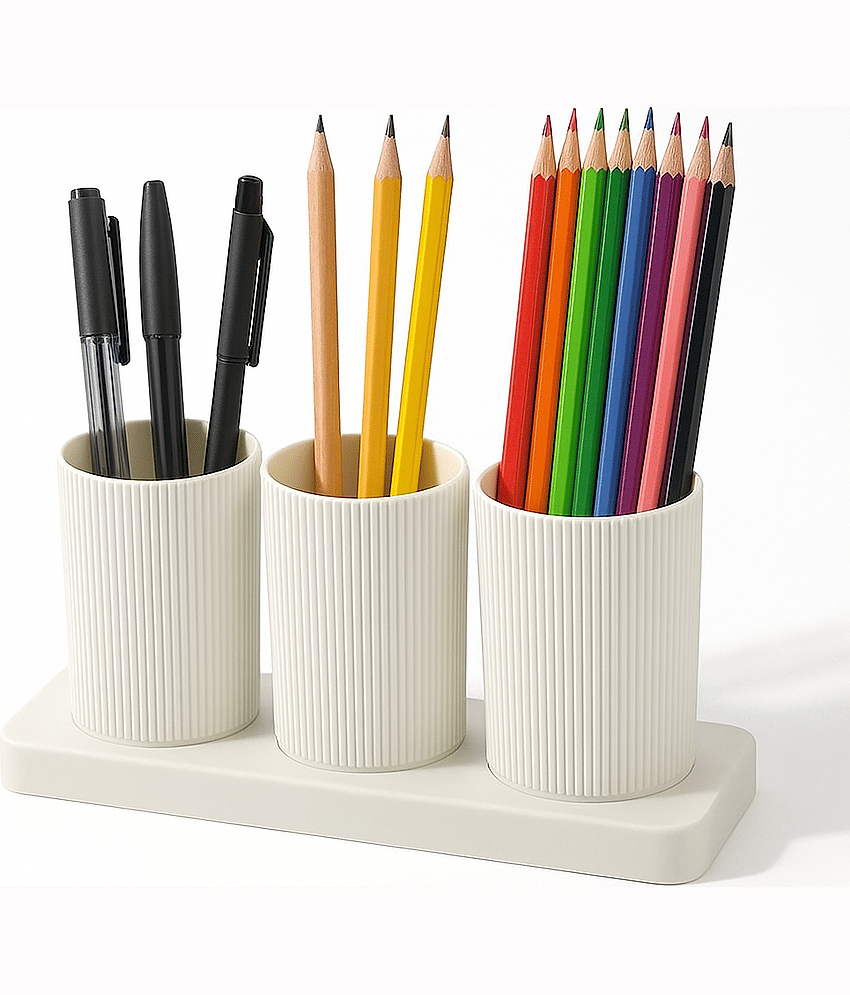 MAGICSPOON Table Organizer - 3 Compartment Pen, Pencil, Stationary Holder