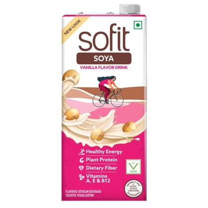 Sofit Soya Drink Vanilla, 180 ml| Vegan Drink |Enriched with plant protein, dietary fibers, vitamins and calcium | Lactose Free | Gluten Free | Preservatives Free