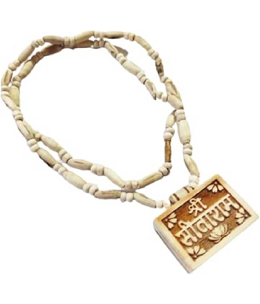 Tulsi Original & Natural Wood Tulsi Kanthi Mala With Sitaram Pendant Locket